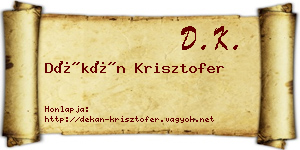 Dékán Krisztofer névjegykártya