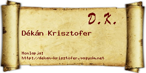 Dékán Krisztofer névjegykártya